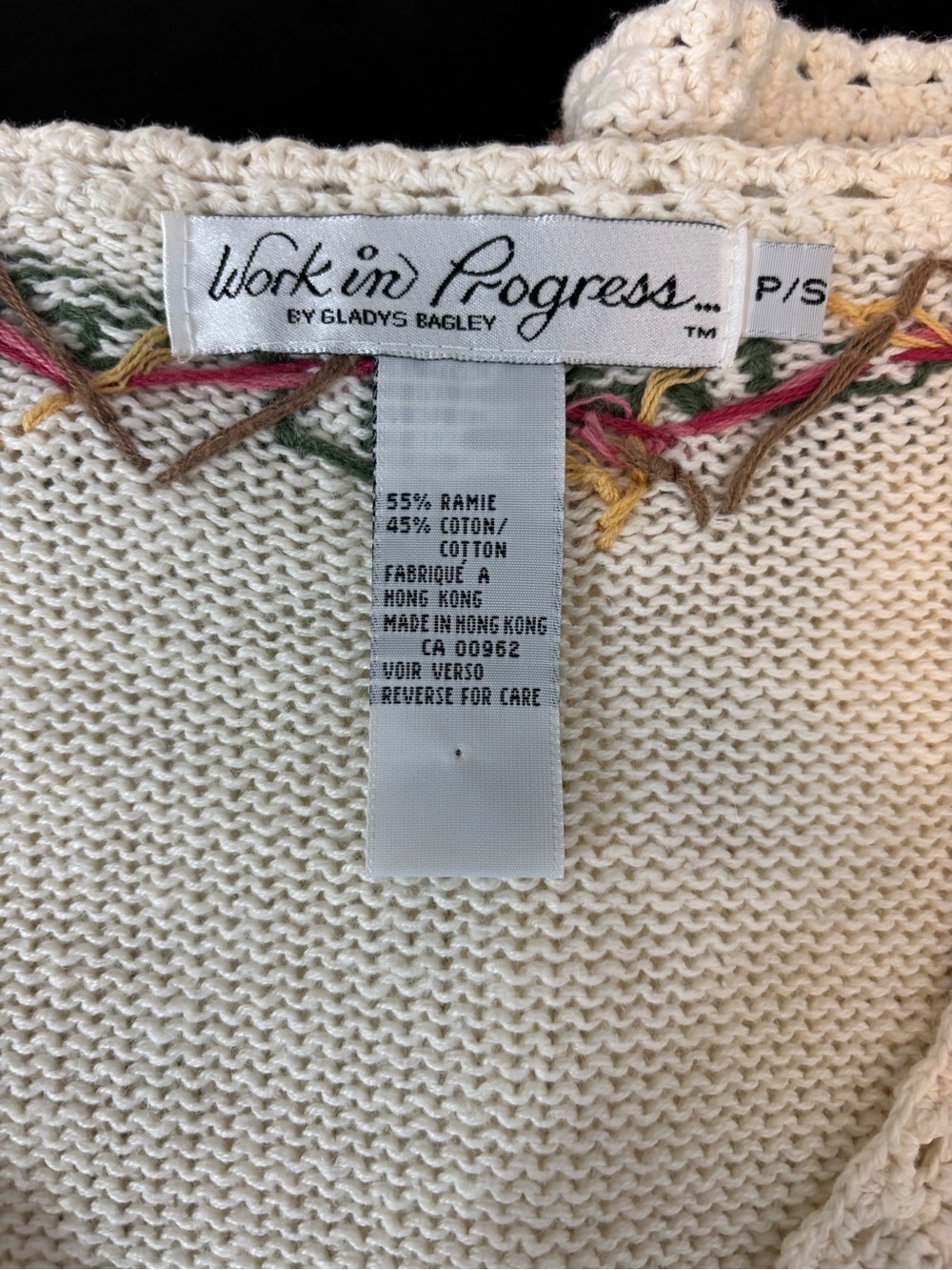 Cream Floral V-Neck Sweater with Pink Rose Embroidery - Picture 10 of 13